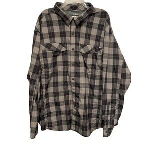Columbia Omni-Shade Gray Plaid Button Down Shirt Mens 3X Vented Long Sleeve